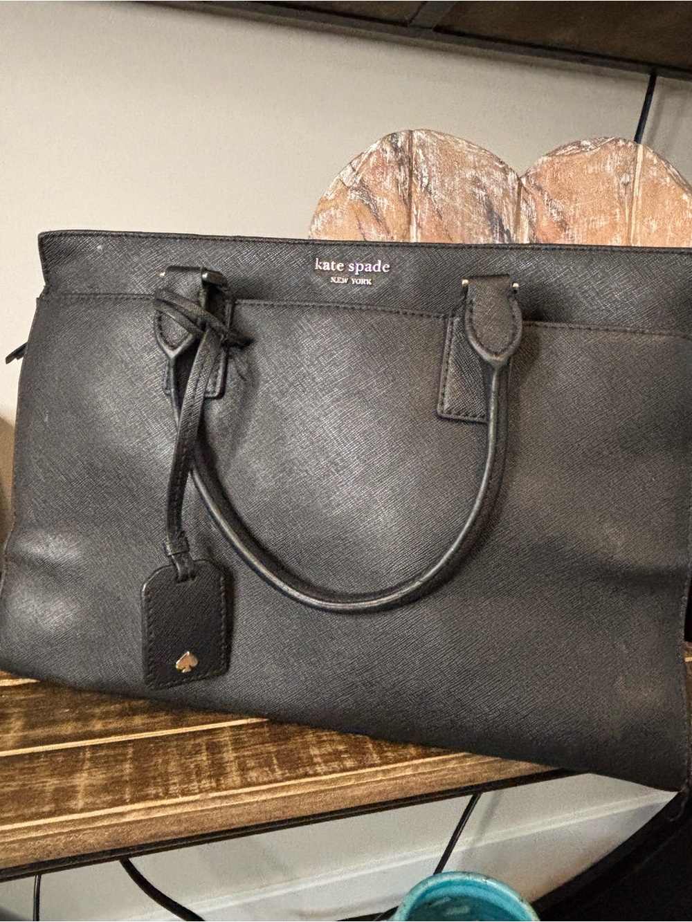 kate spade Black Textured Leather Tote